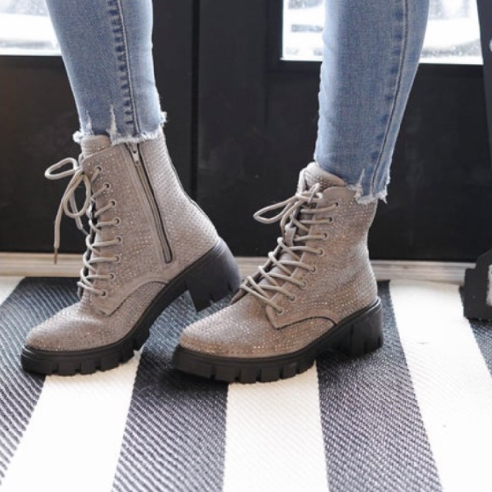 Combat Boots Grey Sparkle!!!